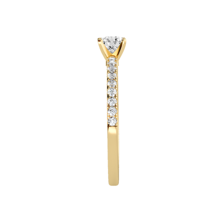 Rose Gold Diamond Solitaire Engagement Ring With Pav Band - Twelve