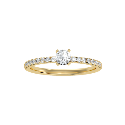 Rose Gold Diamond Solitaire Engagement Ring With Pav Band - Thirteen