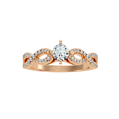 Rose Gold Diamond Engagement Ring With Pav Band And Solitaire Setting - Five