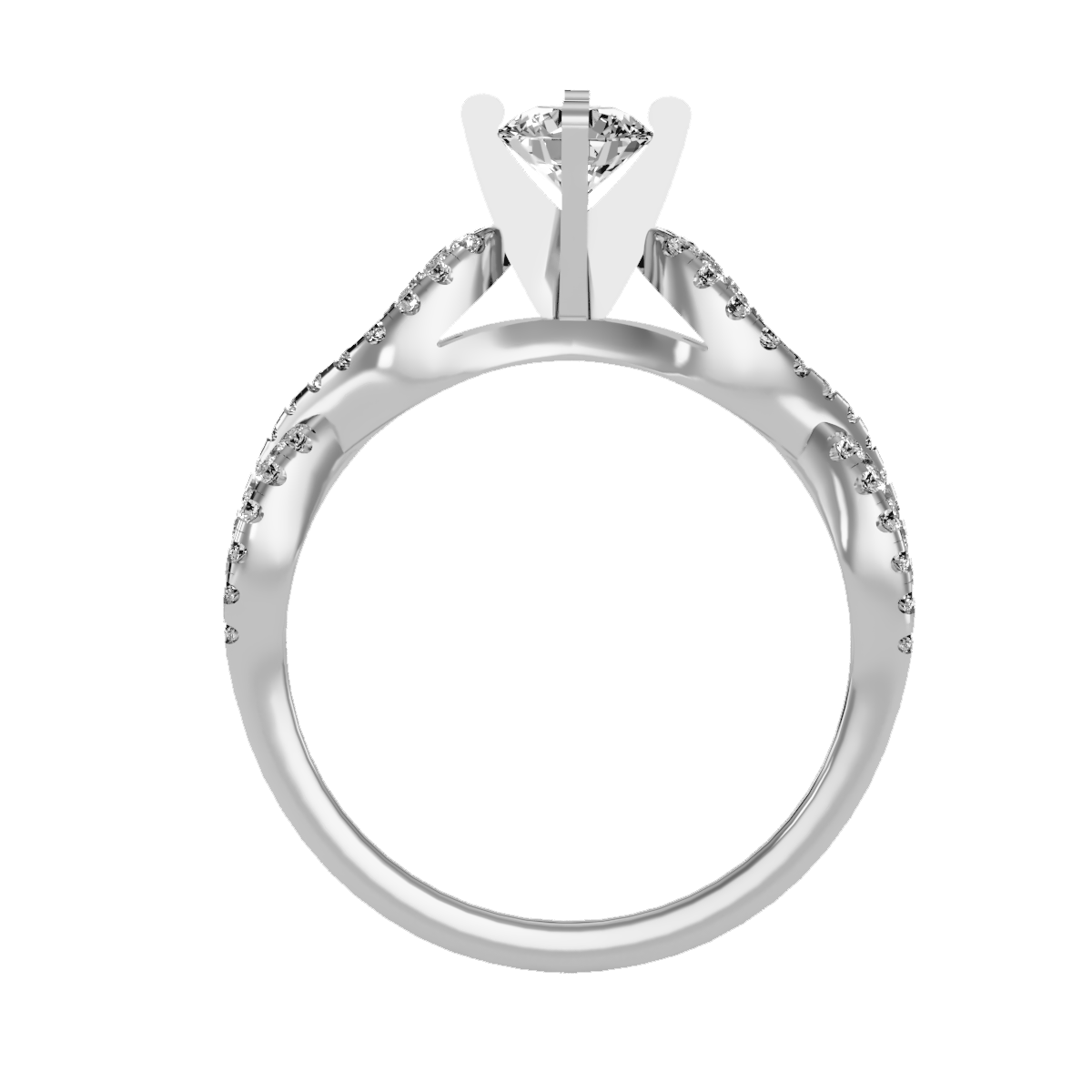 Rose Gold Diamond Engagement Ring With Pav Band And Solitaire Setting - Six