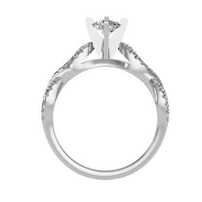 Rose Gold Diamond Engagement Ring With Pav Band And Solitaire Setting - Six