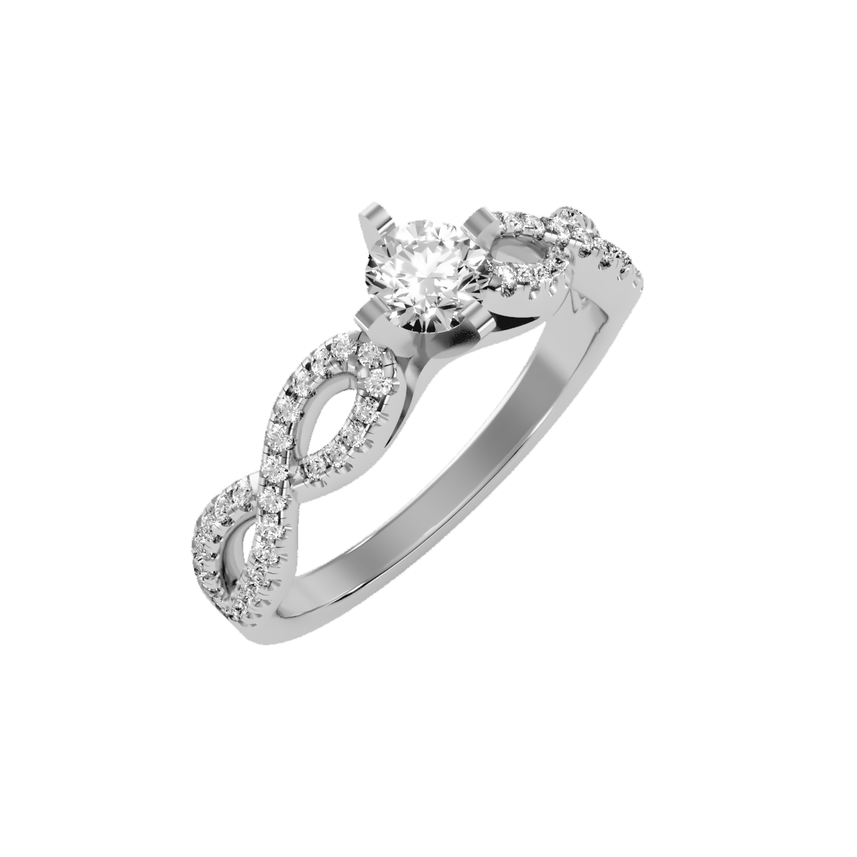 Rose Gold Diamond Engagement Ring With Pav Band And Solitaire Setting - Seven