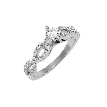 Rose Gold Diamond Engagement Ring With Pav Band And Solitaire Setting - Seven