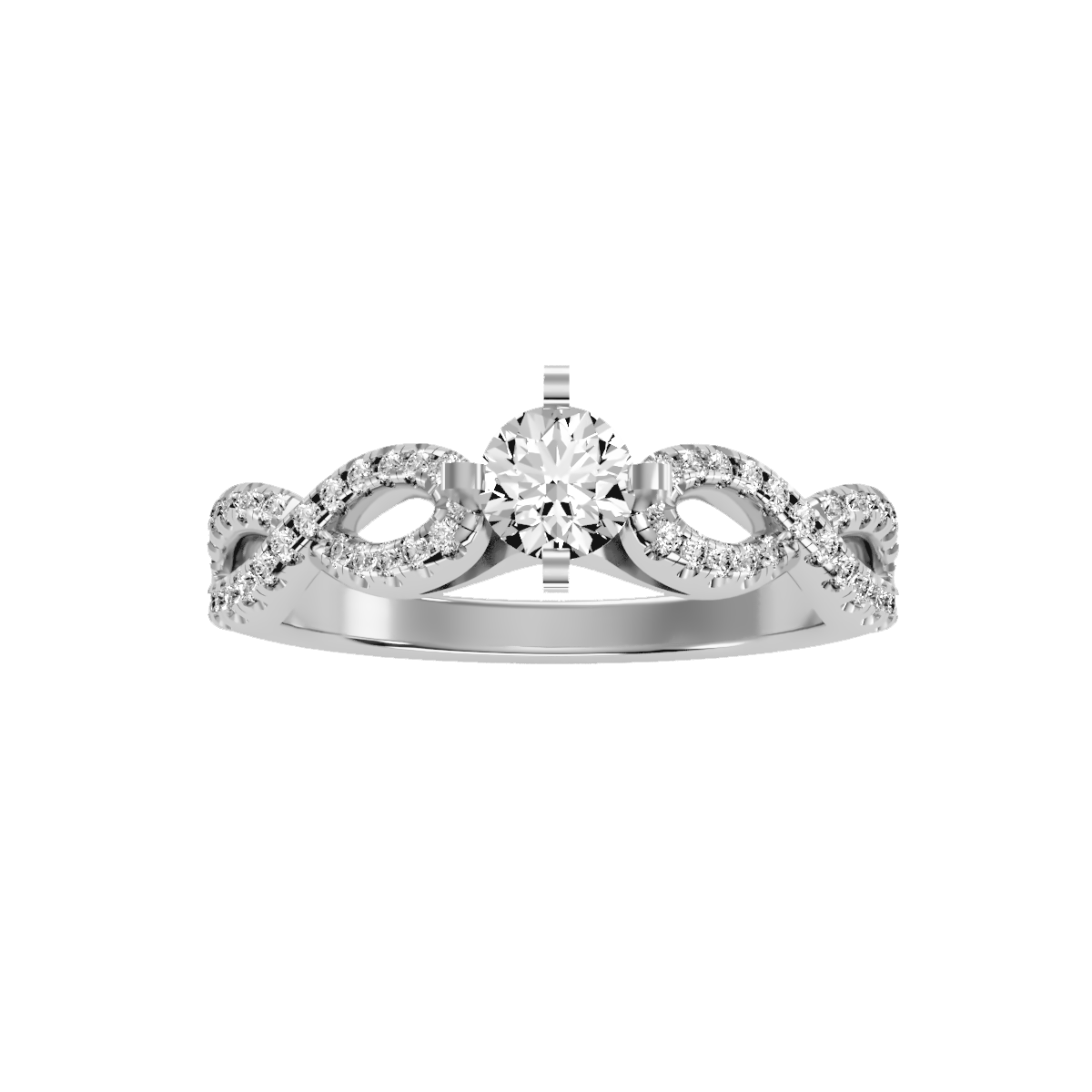 Rose Gold Diamond Engagement Ring With Pav Band And Solitaire Setting - Nine