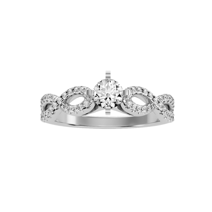 Rose Gold Diamond Engagement Ring With Pav Band And Solitaire Setting - Nine