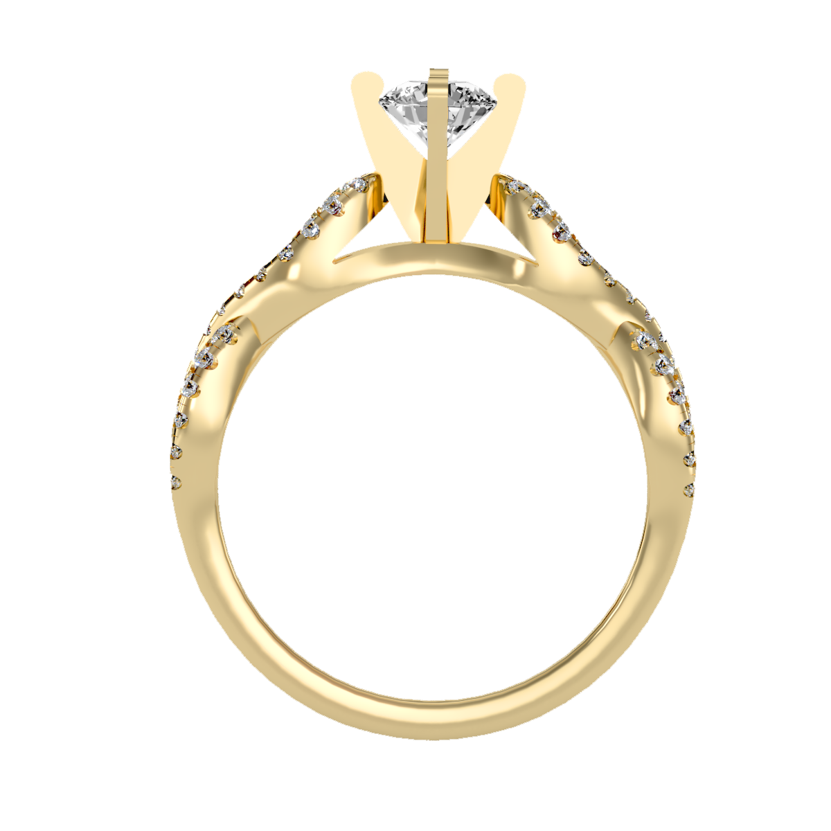 Rose Gold Diamond Engagement Ring With Pav Band And Solitaire Setting - Ten