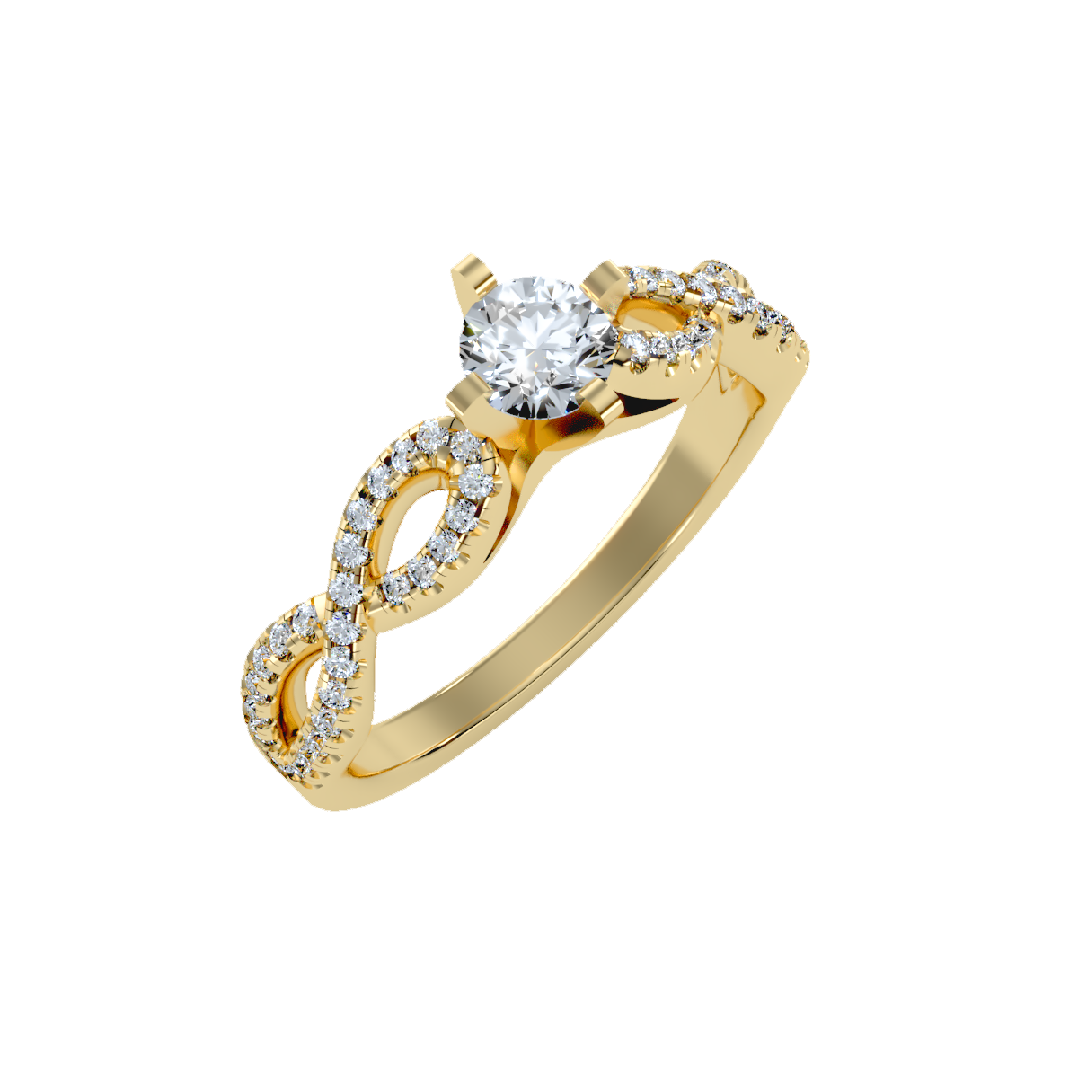 Rose Gold Diamond Engagement Ring With Pav Band And Solitaire Setting - Eleven