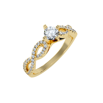 Rose Gold Diamond Engagement Ring With Pav Band And Solitaire Setting - Eleven
