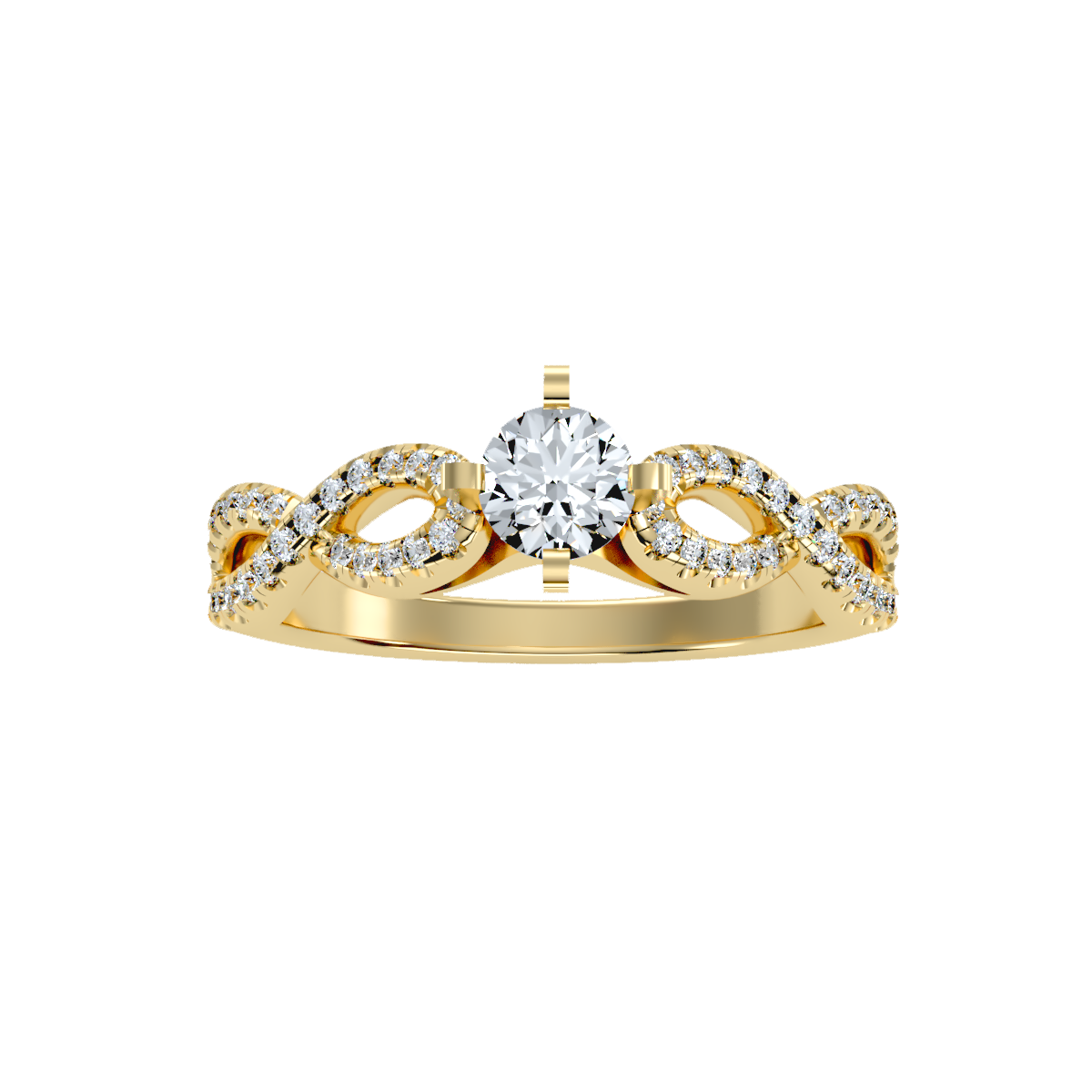Rose Gold Diamond Engagement Ring With Pav Band And Solitaire Setting - Thirteen