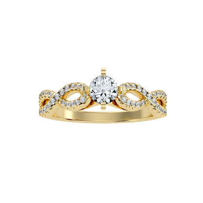 Rose Gold Diamond Engagement Ring With Pav Band And Solitaire Setting - Thirteen