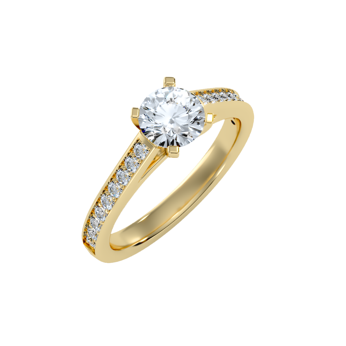 Yellow Gold Round Diamond Wedding Ring