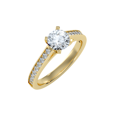 Yellow Gold Round Diamond Wedding Ring