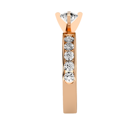 Rose Gold Diamond Solitaire Engagement Ring With Pav Band - Four