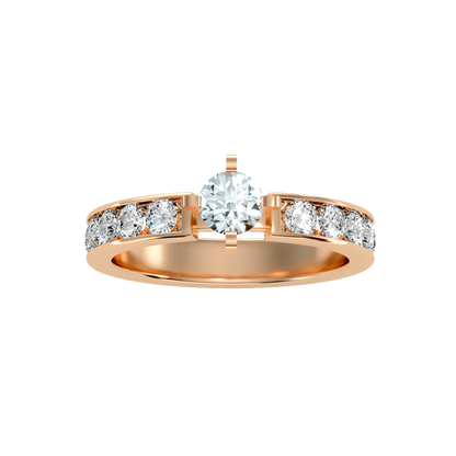 Rose Gold Diamond Solitaire Engagement Ring With Pav Band - Five