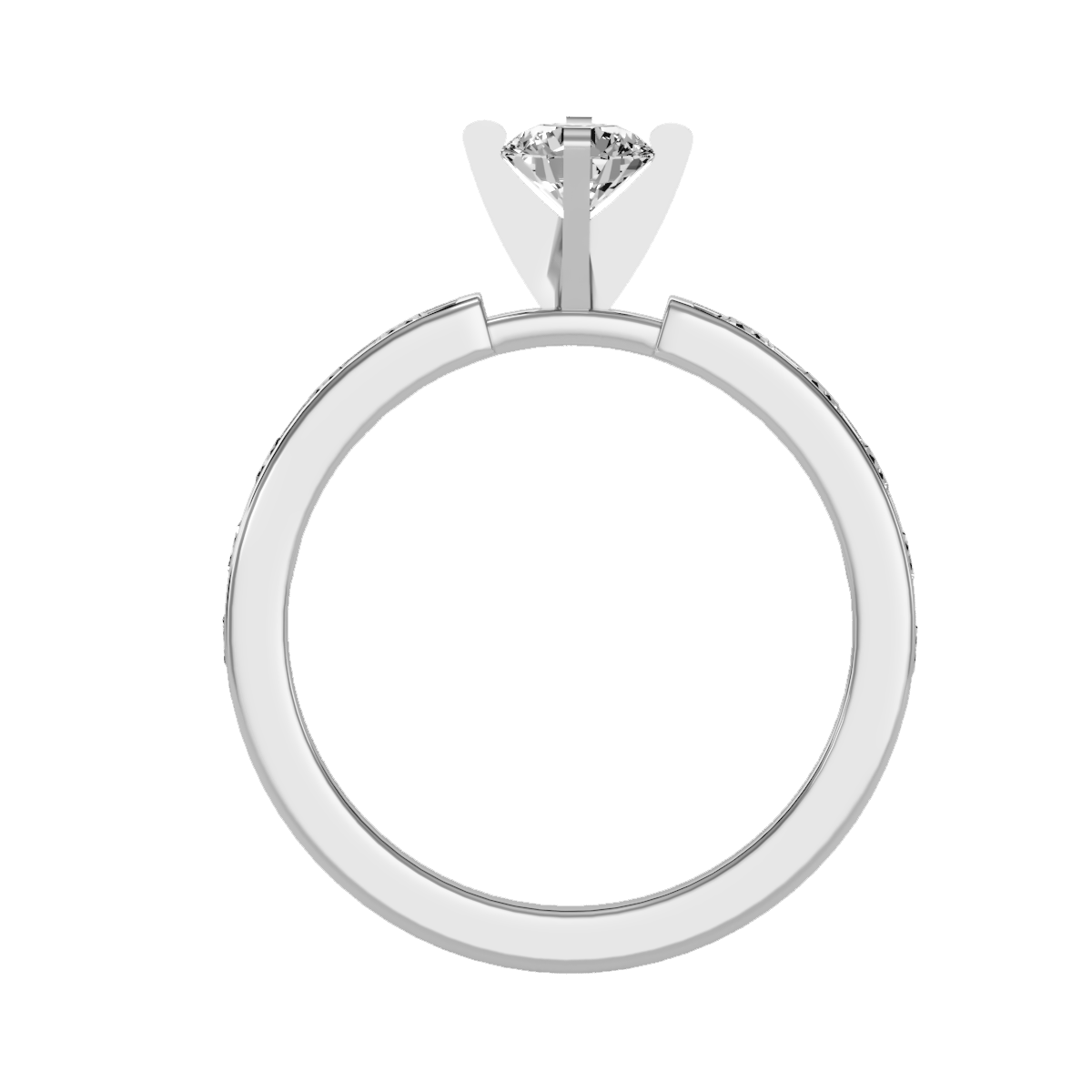 Rose Gold Diamond Solitaire Engagement Ring With Pav Band - Six