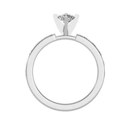 Rose Gold Diamond Solitaire Engagement Ring With Pav Band - Six