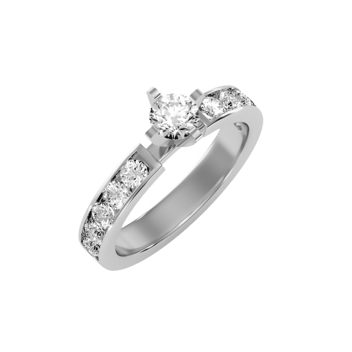 Rose Gold Diamond Solitaire Engagement Ring With Pav Band - Seven