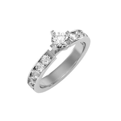 Rose Gold Diamond Solitaire Engagement Ring With Pav Band - Seven
