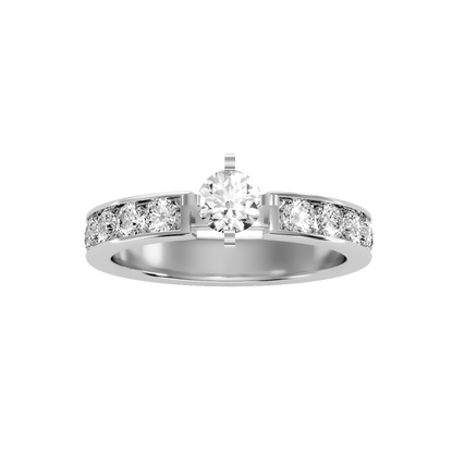 Rose Gold Diamond Solitaire Engagement Ring With Pav Band - Nine