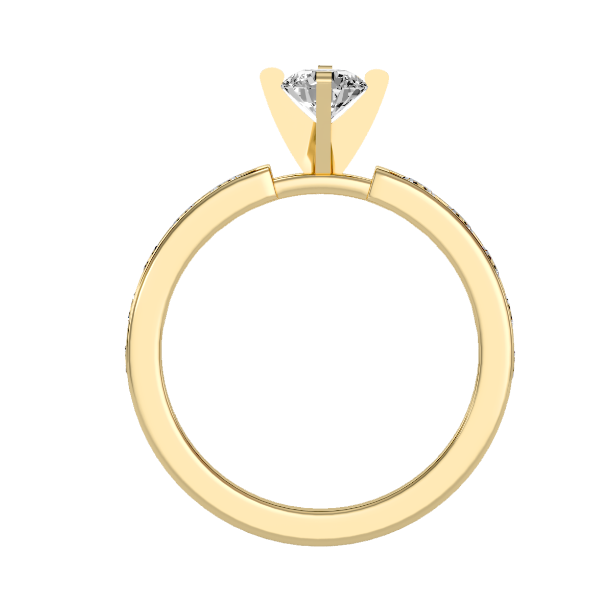 Rose Gold Diamond Solitaire Engagement Ring With Pav Band - Ten