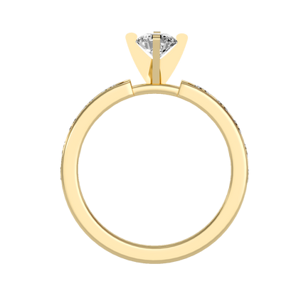 Rose Gold Diamond Solitaire Engagement Ring With Pav Band - Ten