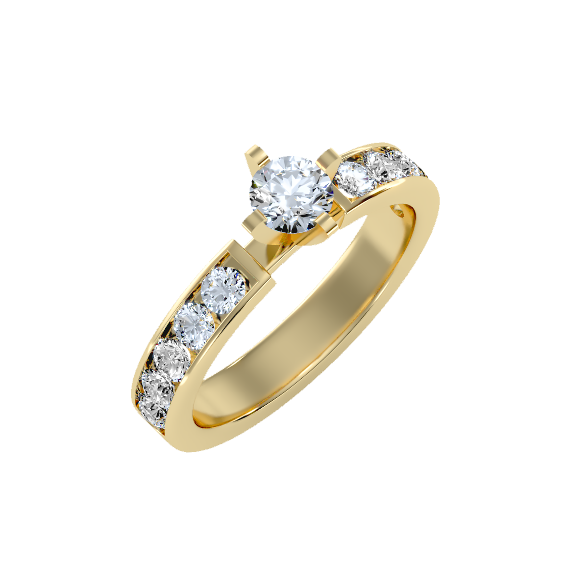 Rose Gold Diamond Solitaire Engagement Ring With Pav Band - Eleven
