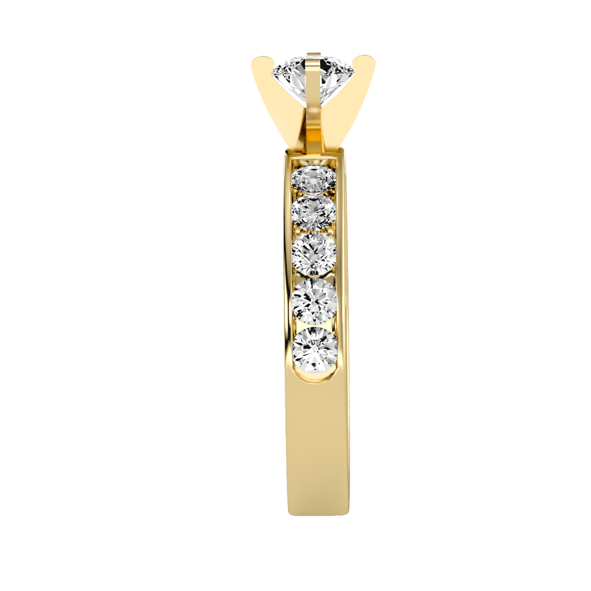 Rose Gold Diamond Solitaire Engagement Ring With Pav Band - Twelve