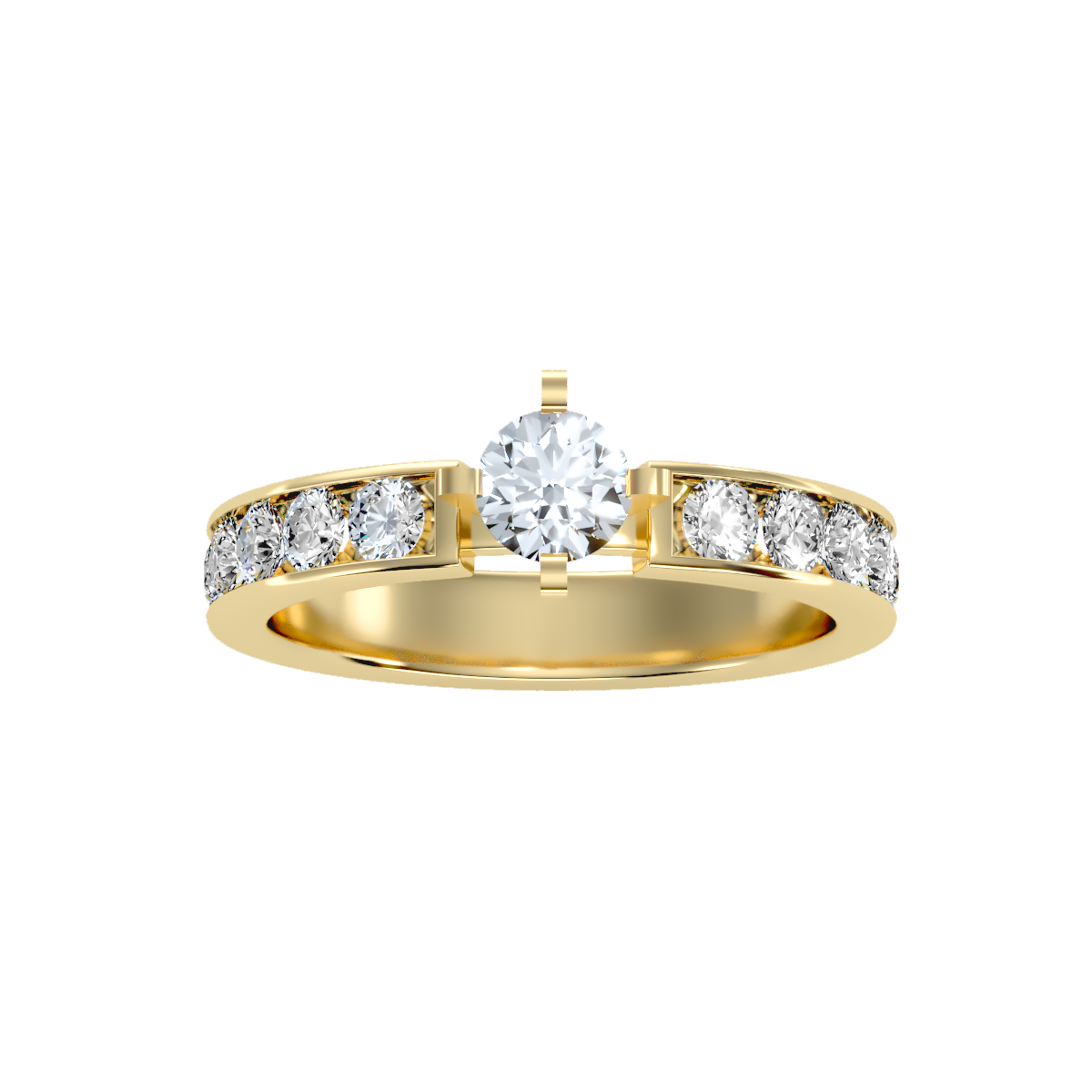 Rose Gold Diamond Solitaire Engagement Ring With Pav Band - Thirteen