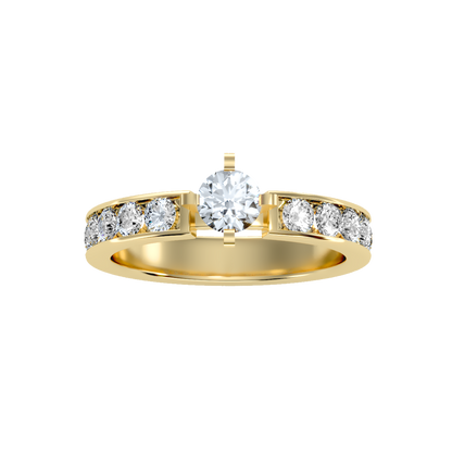 Rose Gold Diamond Solitaire Engagement Ring With Pav Band - Thirteen