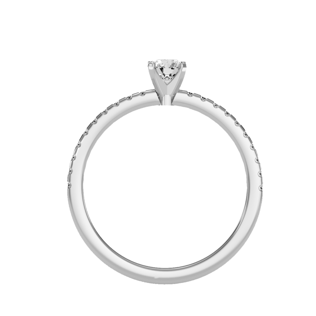 Rose Gold Solitaire Diamond Engagement Ring With Pav Band - Six