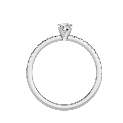 Rose Gold Solitaire Diamond Engagement Ring With Pav Band - Six