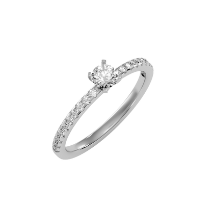 Rose Gold Solitaire Diamond Engagement Ring With Pav Band - Seven