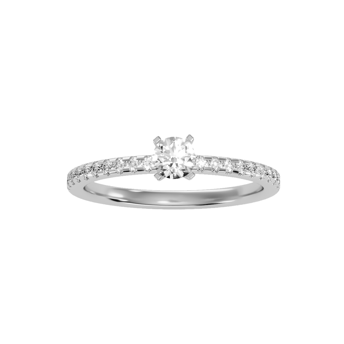 Rose Gold Solitaire Diamond Engagement Ring With Pav Band - Nine