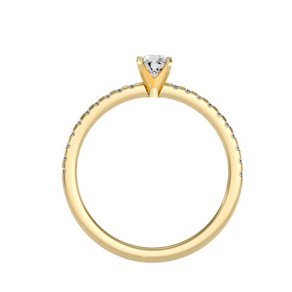 Rose Gold Solitaire Diamond Engagement Ring With Pav Band - Ten