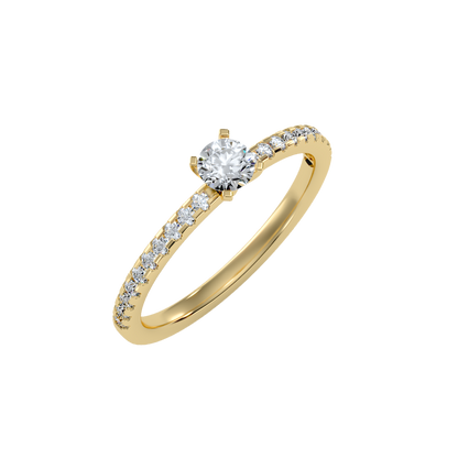 Rose Gold Solitaire Diamond Engagement Ring With Pav Band - Eleven