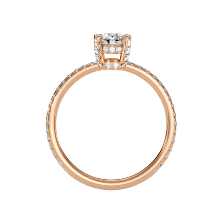 Rose Gold Diamond Halo Engagement Ring With Pav Band - Four