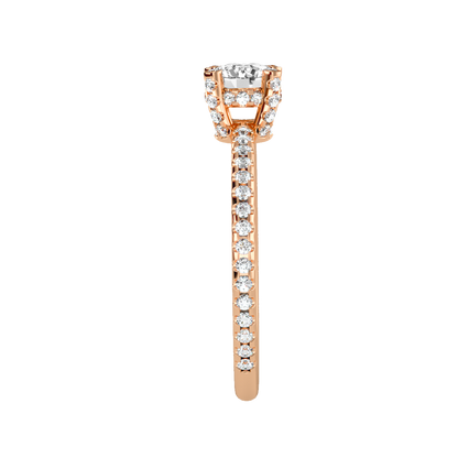 Rose Gold Diamond Halo Engagement Ring With Pav Band - Five