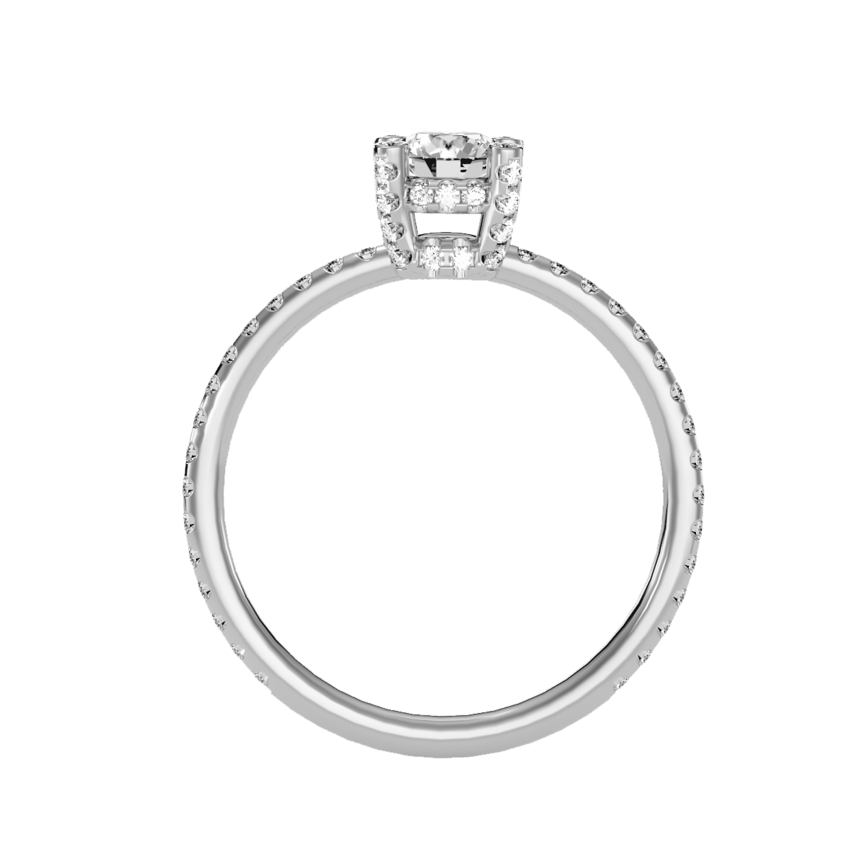 Rose Gold Diamond Halo Engagement Ring With Pav Band - Seven