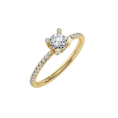 Rose Gold Diamond Halo Engagement Ring With Pav Band - Eleven