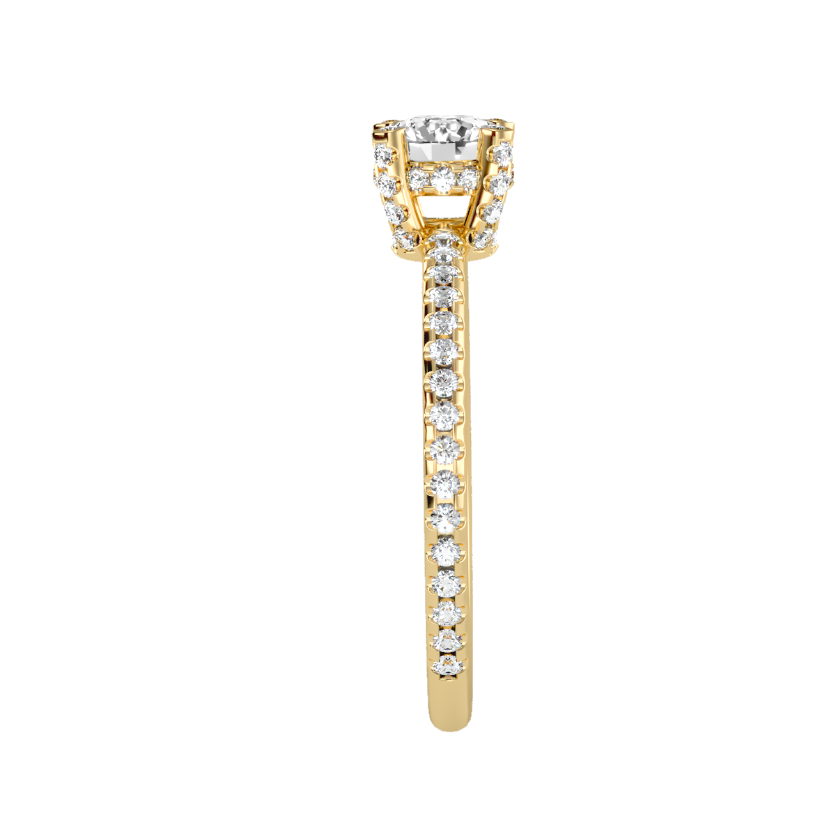Rose Gold Diamond Halo Engagement Ring With Pav Band - Twelve