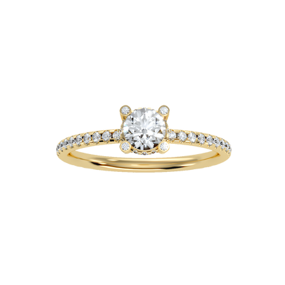 Rose Gold Diamond Halo Engagement Ring With Pav Band - Thirteen