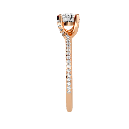 Rose Gold Hidden Halo Diamond Engagement Ring With Pav Band - Four