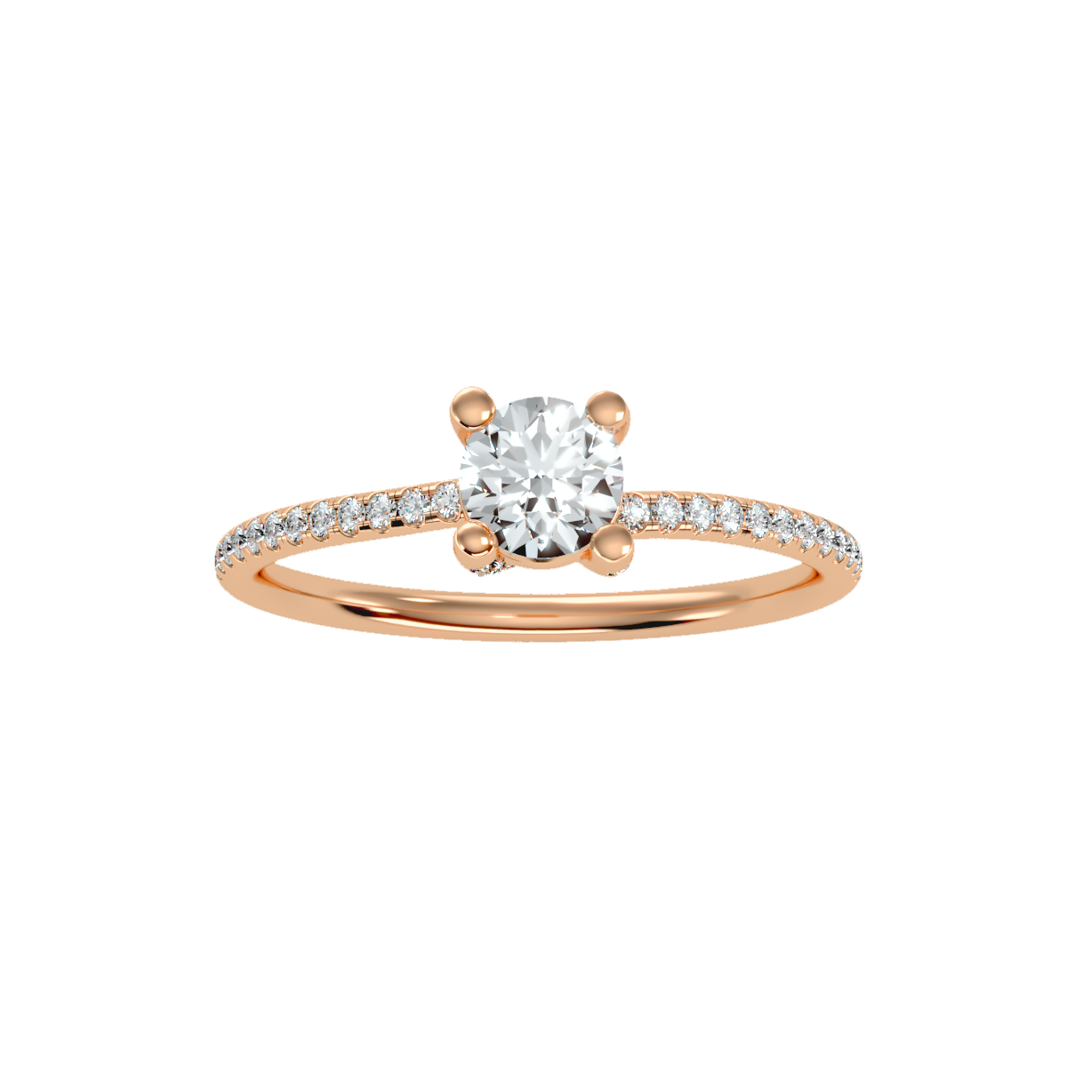 Rose Gold Hidden Halo Diamond Engagement Ring With Pav Band - Five