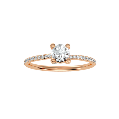 Rose Gold Hidden Halo Diamond Engagement Ring With Pav Band - Five