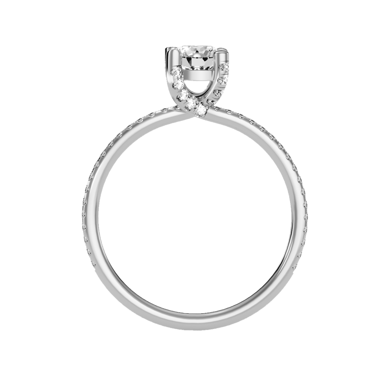 Rose Gold Hidden Halo Diamond Engagement Ring With Pav Band - Six
