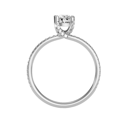 Rose Gold Hidden Halo Diamond Engagement Ring With Pav Band - Six