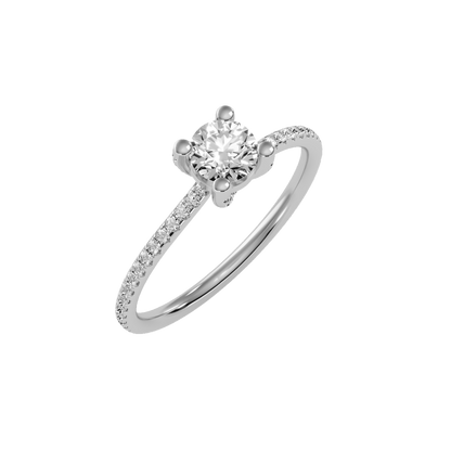 Rose Gold Hidden Halo Diamond Engagement Ring With Pav Band - Seven