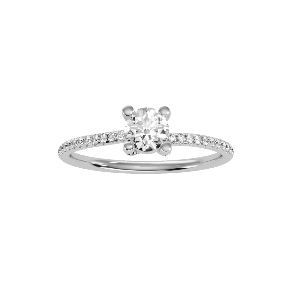 Rose Gold Hidden Halo Diamond Engagement Ring With Pav Band - Nine