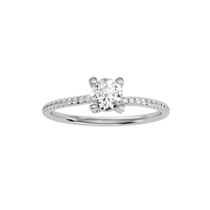 Rose Gold Hidden Halo Diamond Engagement Ring With Pav Band - Nine