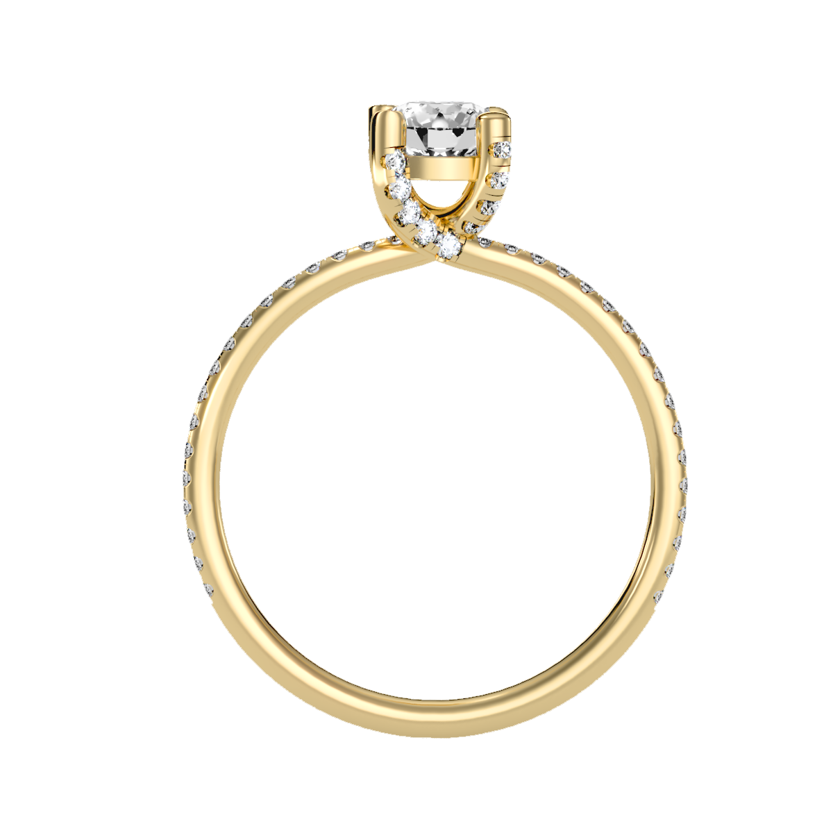 Rose Gold Hidden Halo Diamond Engagement Ring With Pav Band - Ten
